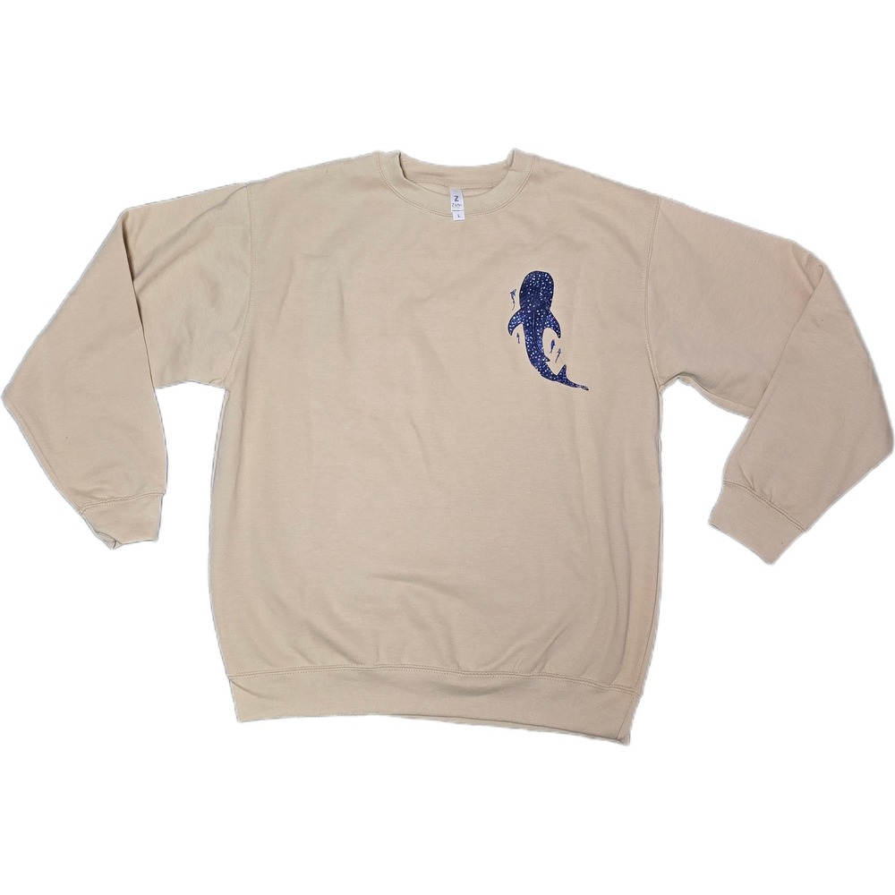 Zuni Sportswear Whale Shark Isaiah 43:2 Sweatshirt Womens Large Tan Excellent